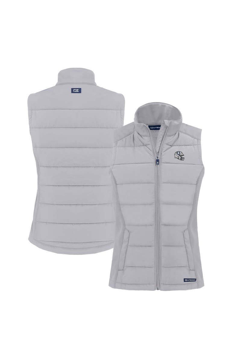 Cutter & Buck Women's Cutter & Buck  Gray Indianapolis Colts Helmet Evoke Hybrid Eco Softshell Recycled Full-Zip Vest, Main, color, 