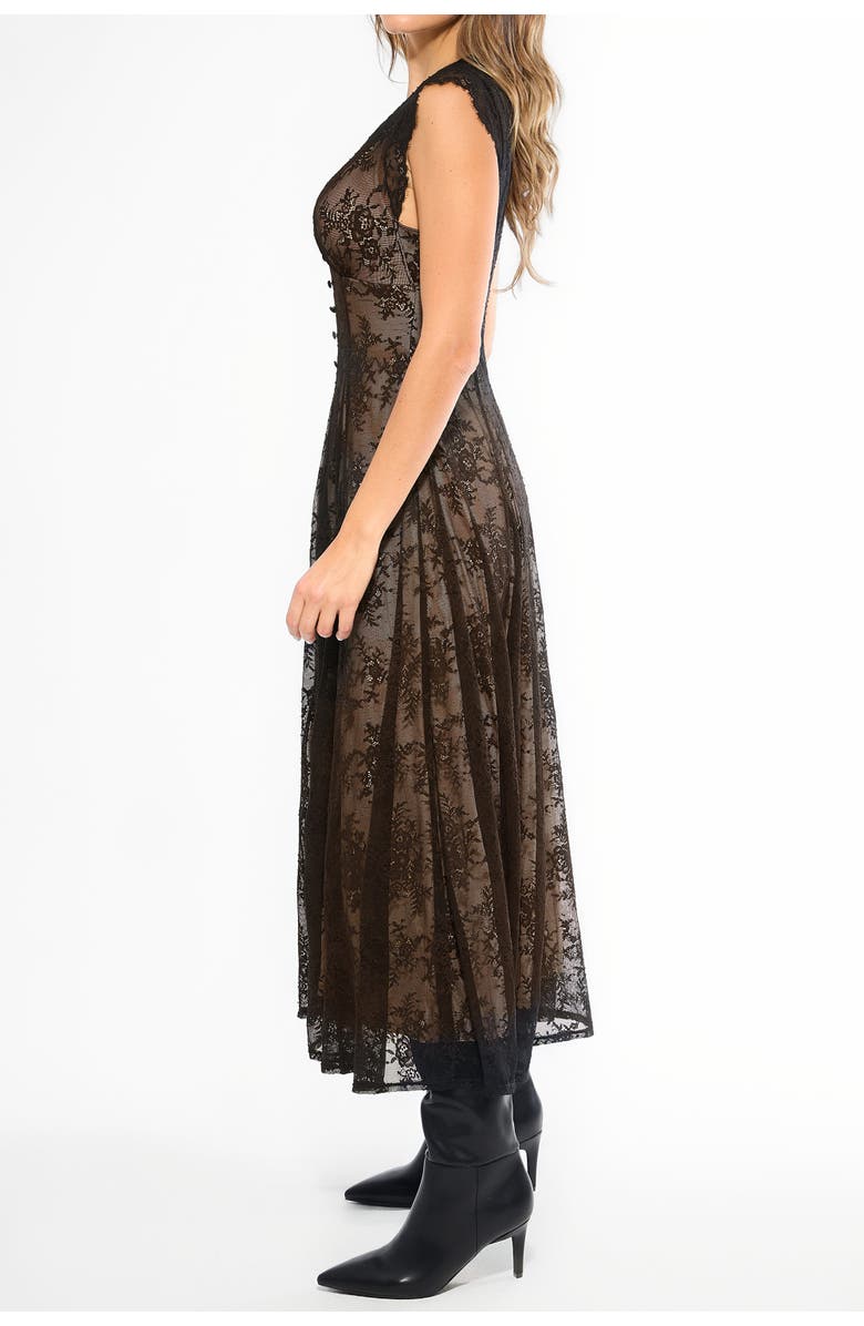 Popilush Shapewear Boho Floral Lace V Neck Resort Maxi Dress, Alternate, color, Black