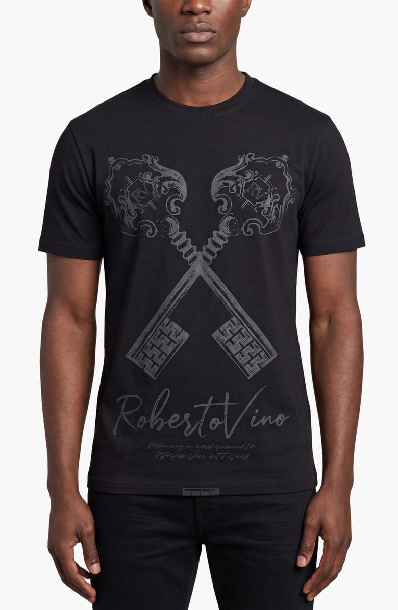Roberto Vino Vino Keys Slim fit Tee, Main, color, Black