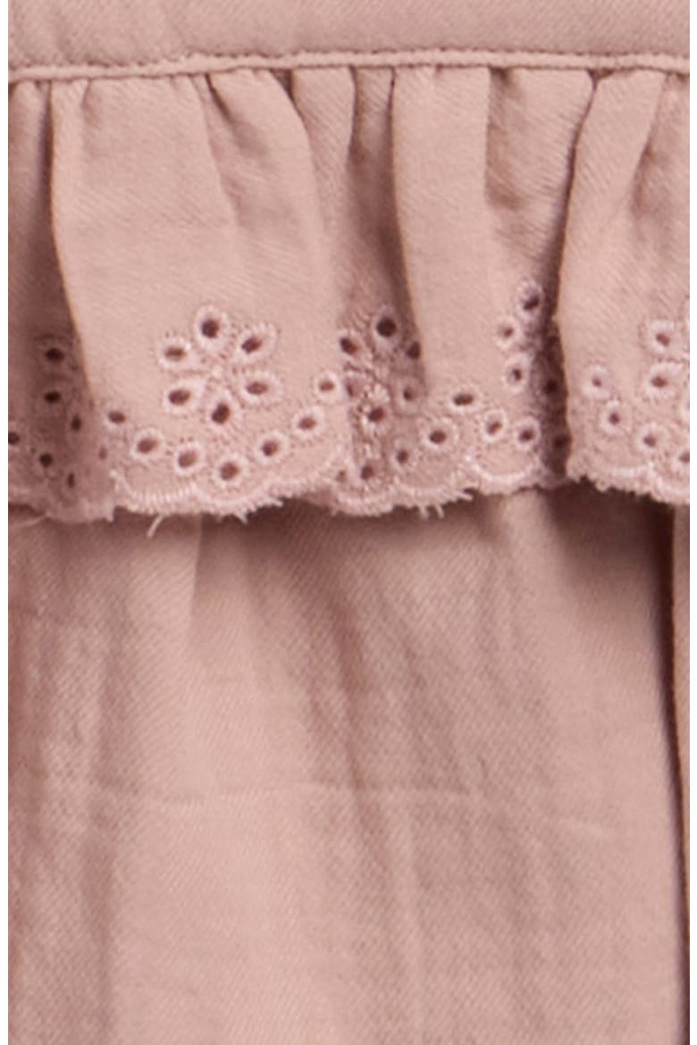 Penny Embroidered Ruffle Trim Romper, Alternate, color, MAUVE