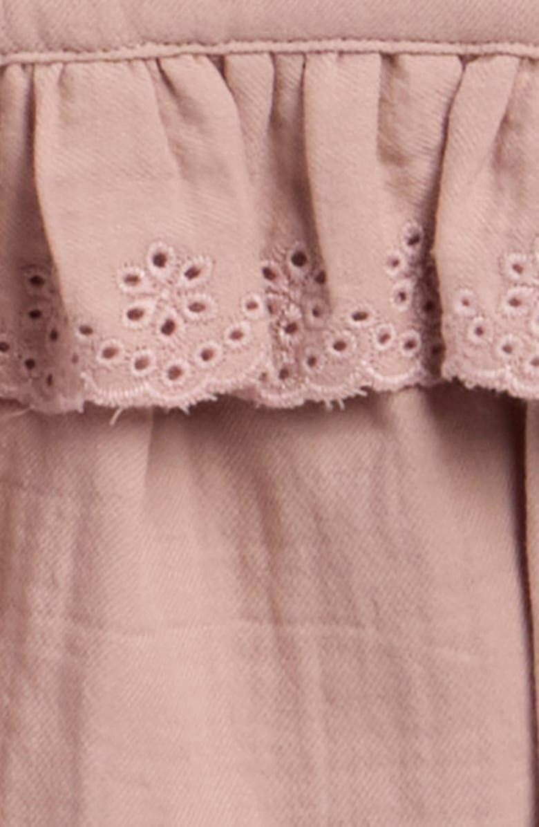 QUINCY MAE Penny Embroidered Ruffle Trim Romper, Alternate, color, Mauve