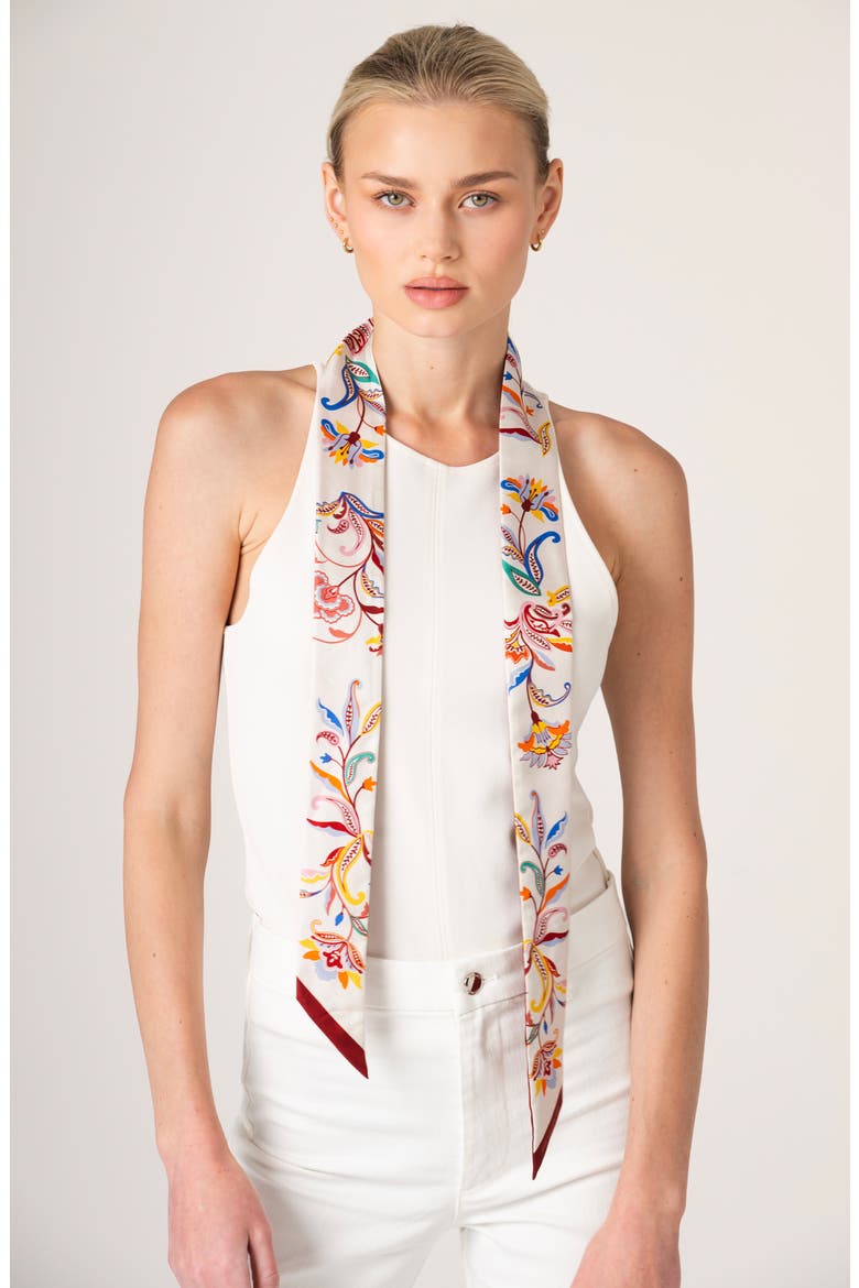 Silk Skinny Scarf Terra Paisley, Alternate, color, Red