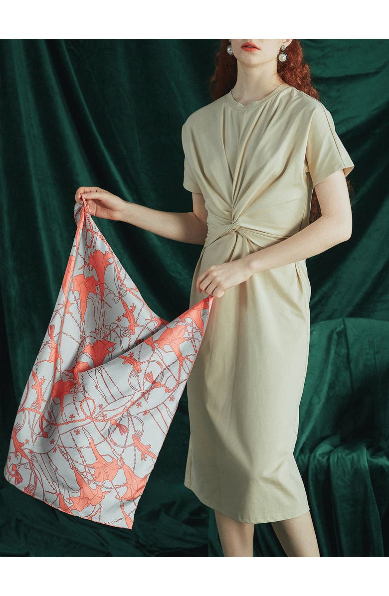 Lost Pattern "Datura" Silk Bandana Scarf, Alternate, color, Silver