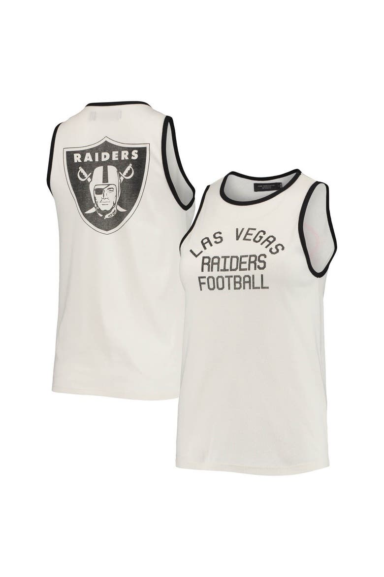Women's Junk Food White/Black Las Vegas Raiders Throwback Pop Binding Scoop Neck Tank Top, Main, color, White