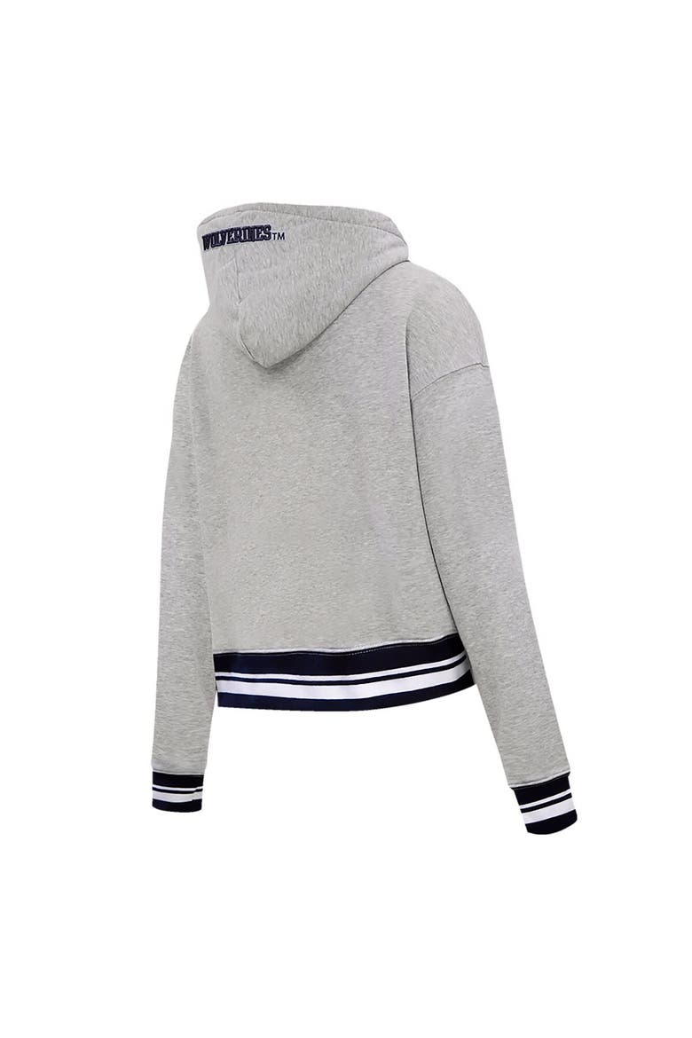 Women's Pro Standard Heather Gray Michigan Wolverines Script Tail Fleece Cropped Pullover Hoodie, Alternate, color, Heather Gray