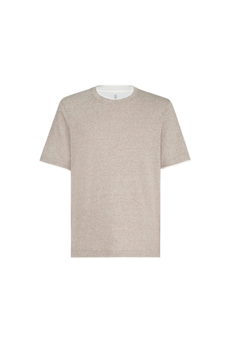 T-shirt with faux-layering, Alternate, color, Hazelnut