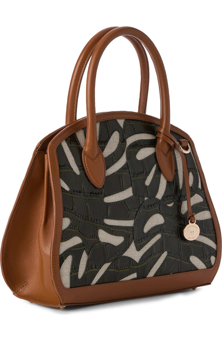 Brahmin Rosetta Croc Embossed Leather & Linen Satchel, Alternate, color,