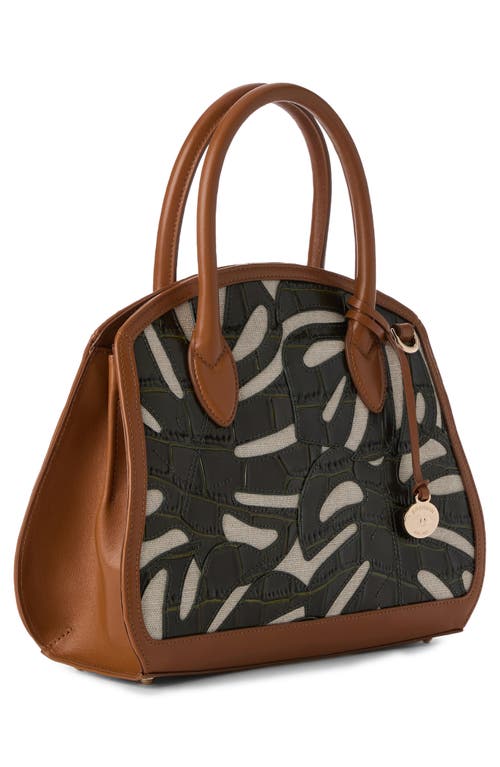 BRAHMIN BRAHMIN ROSETTA CROC EMBOSSED LEATHER & LINEN SATCHEL 