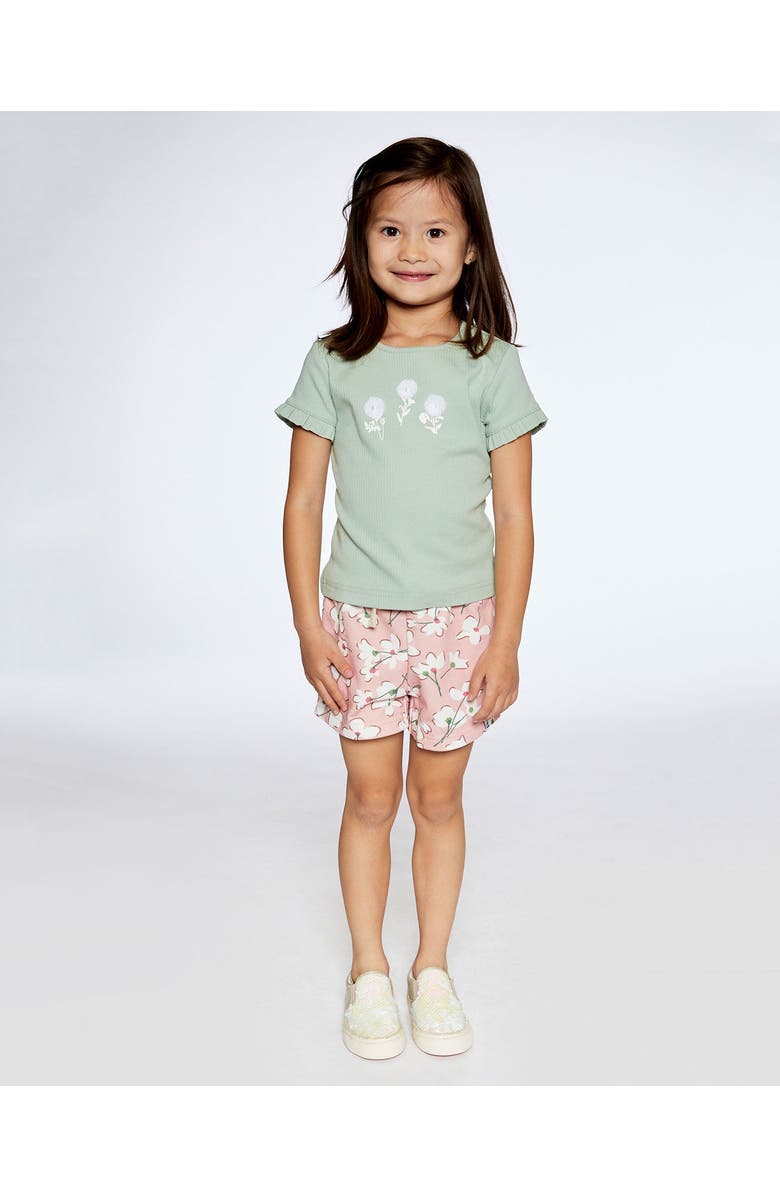 Deux par Deux Baby Girl's Rib Top With Print Frosty Green, Alternate, color,