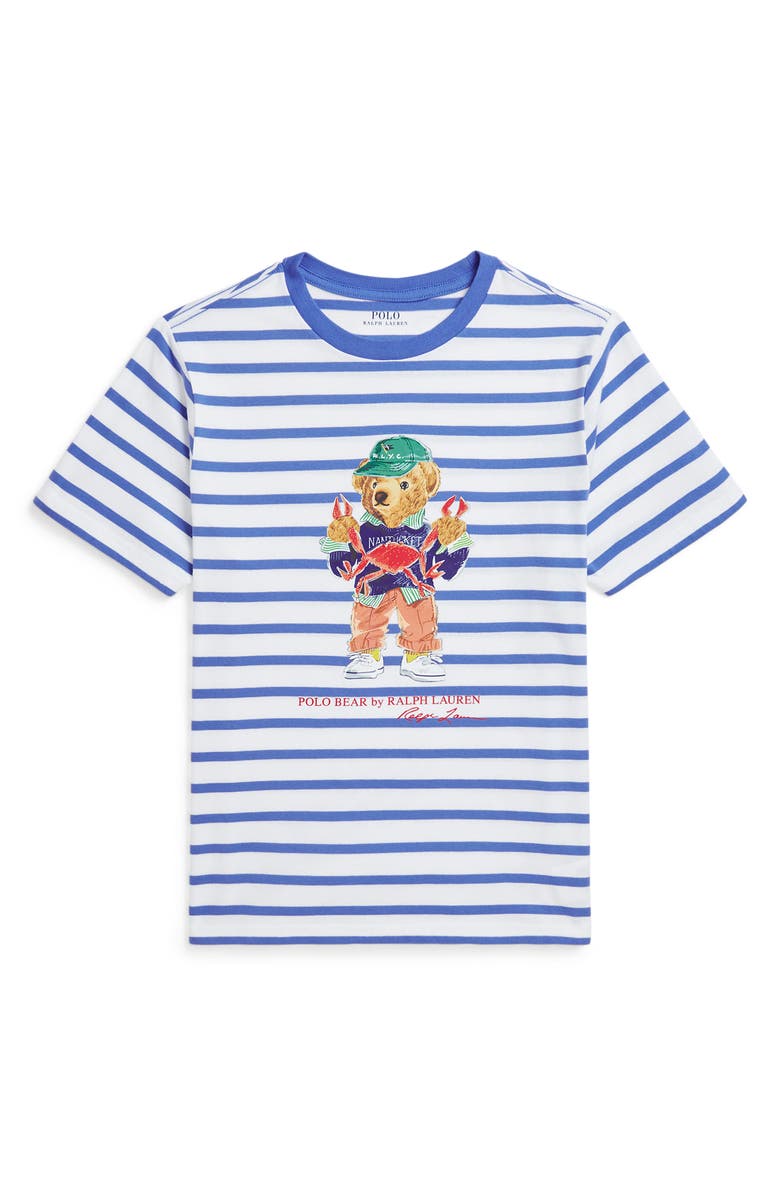 Polo Ralph Lauren Kids' Stripe Polo Bear Cotton Graphic T-Shirt, Main, color, 