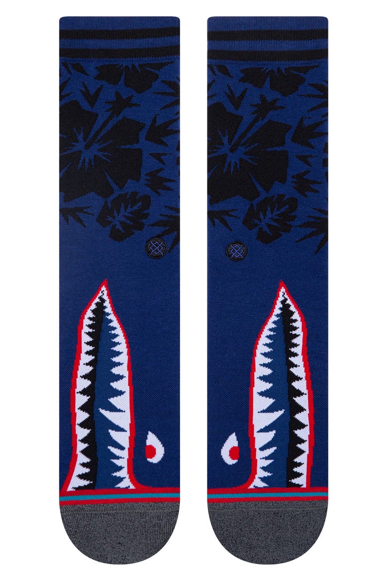 Tropical Warbird Crew Socks, Main, color, BLUE