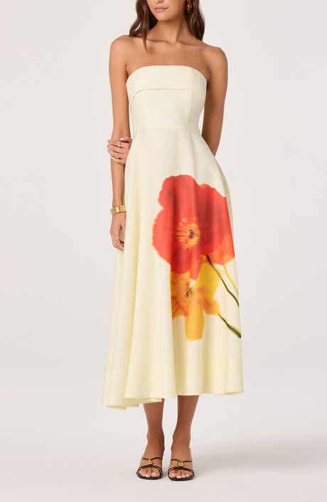 Ximena Placed Floral Strapless Dress