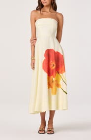 ASTR the Label Ximena Placed Floral Strapless Dress