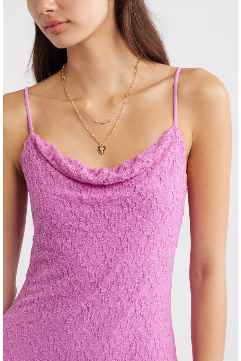 Lace Cowl Neck Maxi Dress, Alternate, color, PINK CROCUS