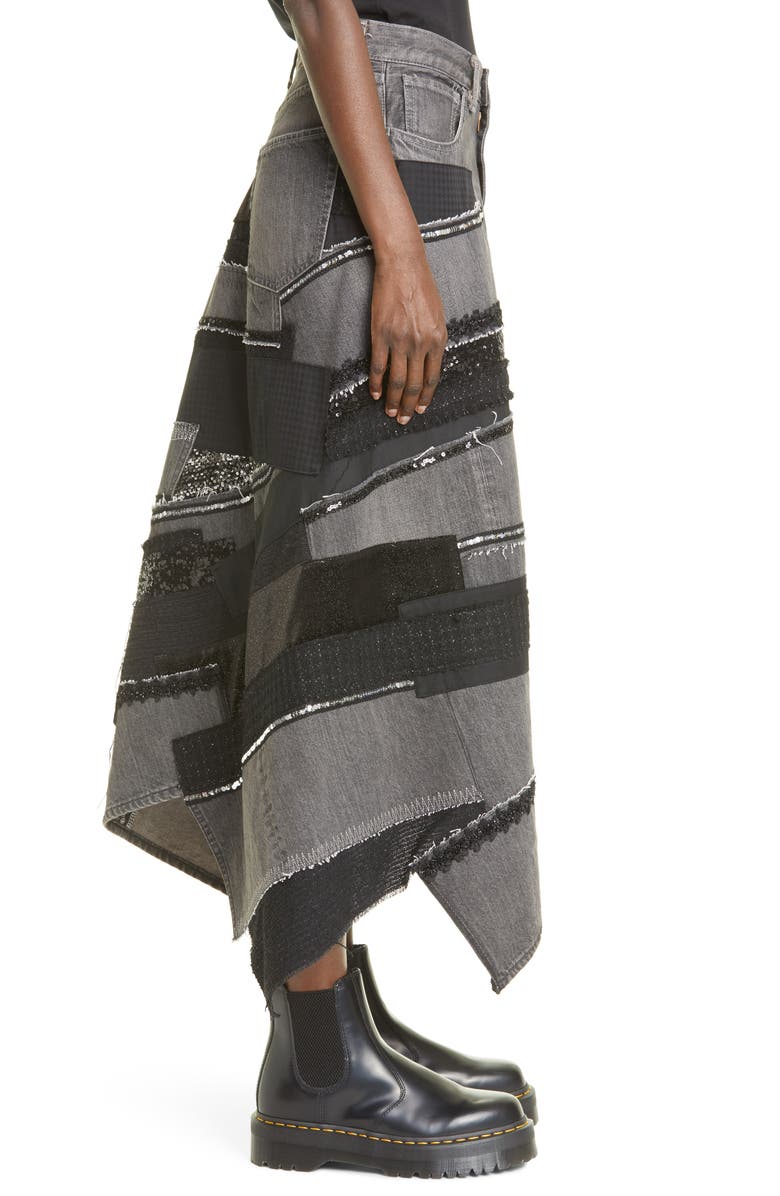 Junya Watanabe Asymmetric Mixed Media Skirt, Alternate, color, 