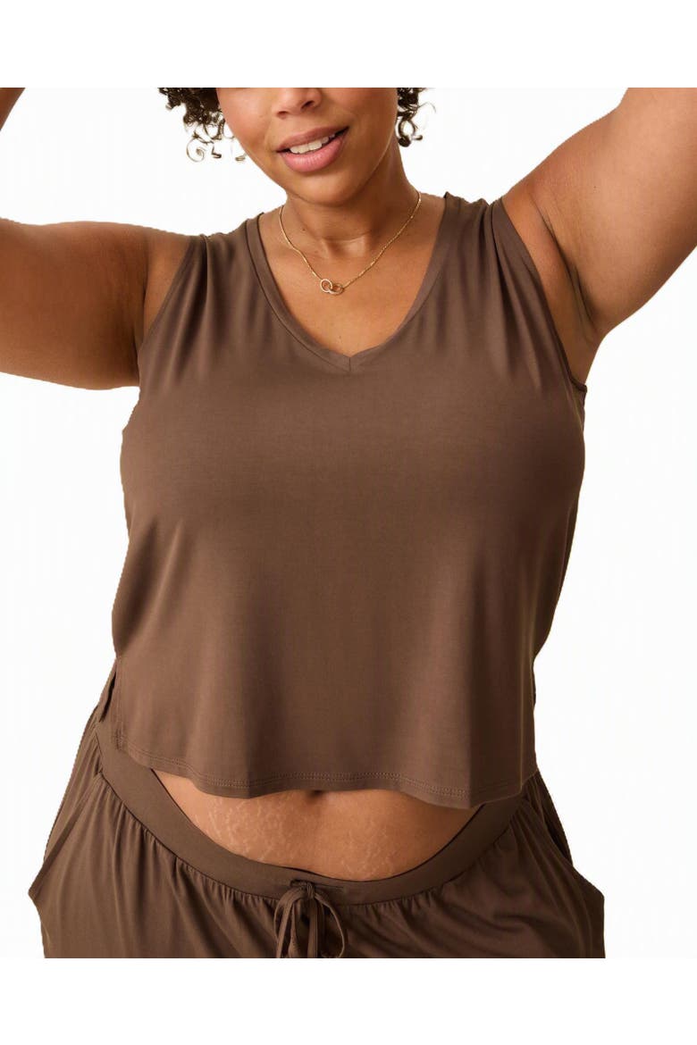Aria Cropped V-Neck Tank, Main, color, Chocolate