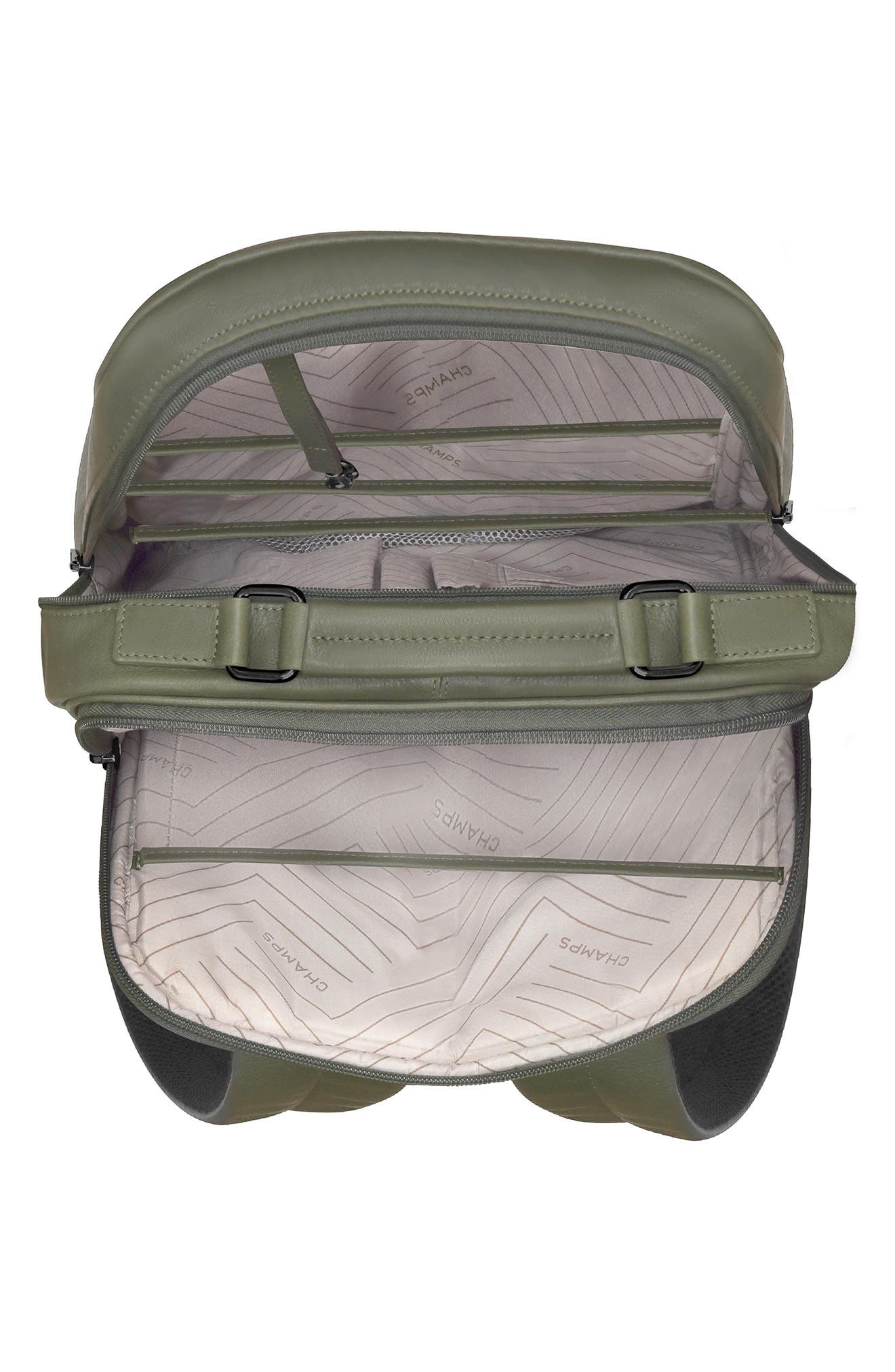 CHAMPS Compact Leather Travel Backpack, Alternate, color, Khaki