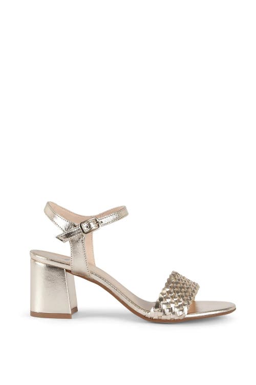 Menina Step Mia Leather Block Heel Sandal In Gold