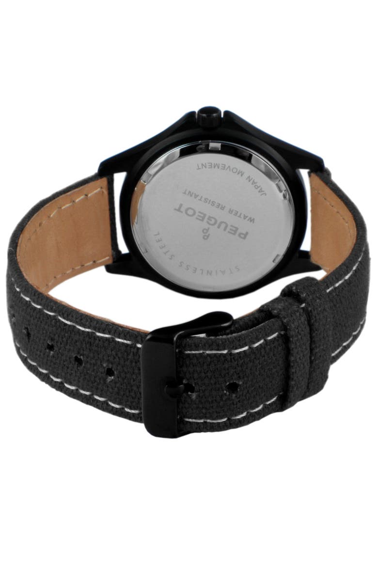 Millitary Dial PVD Plated Canvas Strap Watch- 40MM, Alternate, color, Black