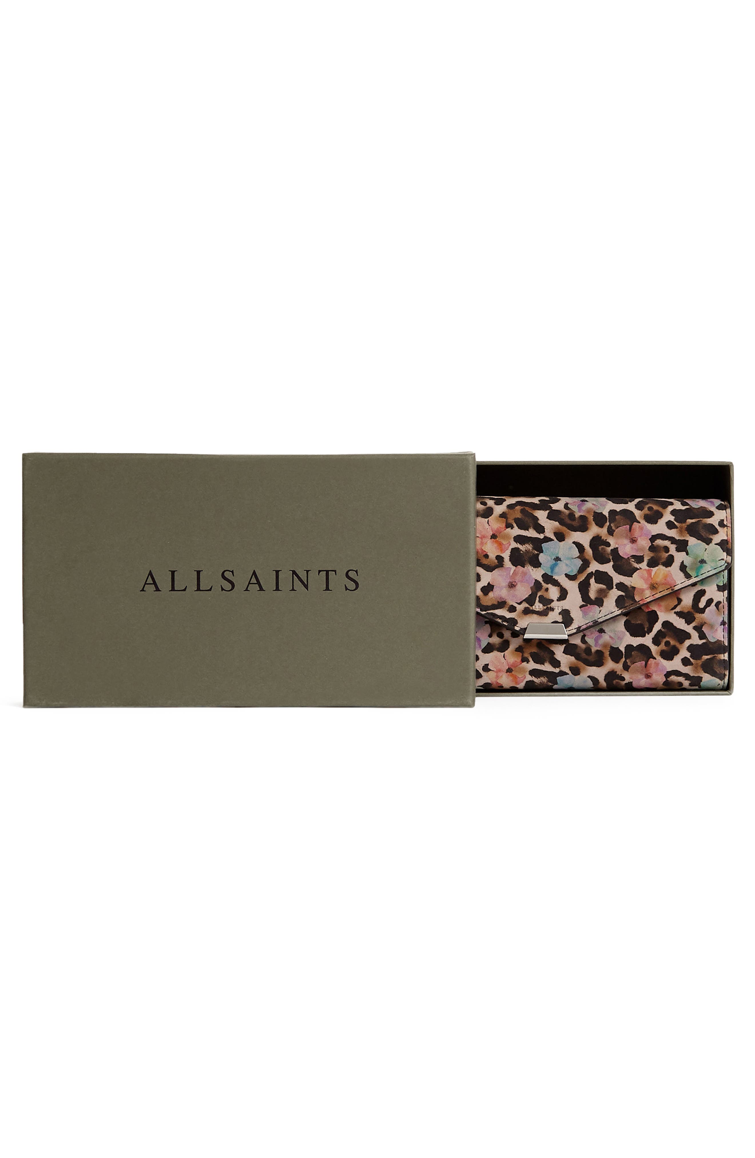 Kepi Calfskin Suede Wallet on a Chain, Alternate, color, FLOWER LEOPARD