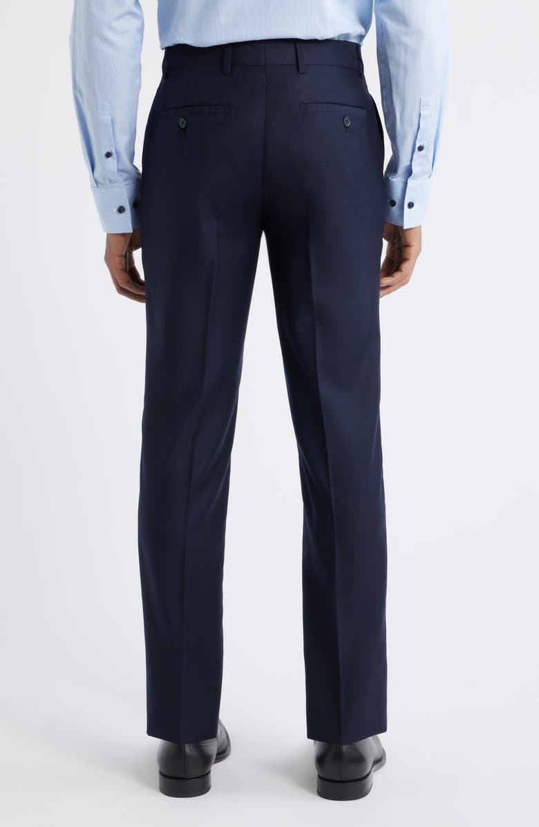 ZANETTI Slim Fit Flat Front Blue Wool Dress Pants, Alternate, color, Blue