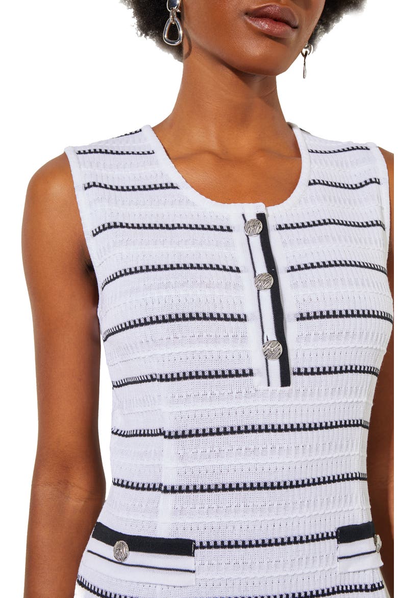 Stripe Sleeveless Knit Dress, Alternate, color, WHITE/ BLACK