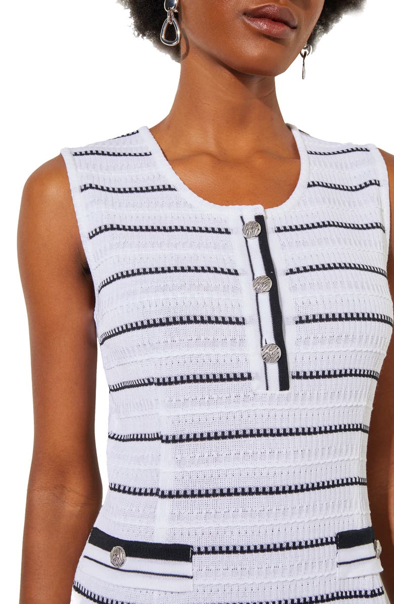 Ming Wang Stripe Sleeveless Knit Dress, Alternate, color, White/ Black
