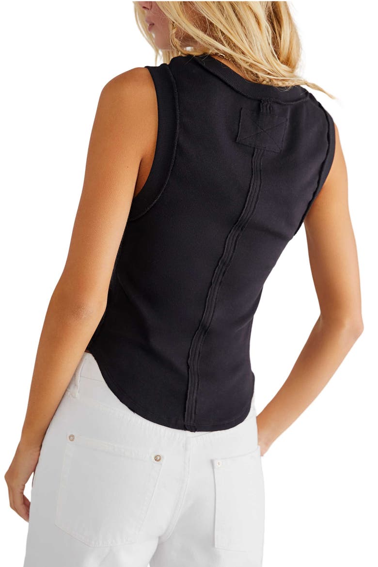 Kate Rib Stretch Cotton Tank, Alternate, color, BLACK