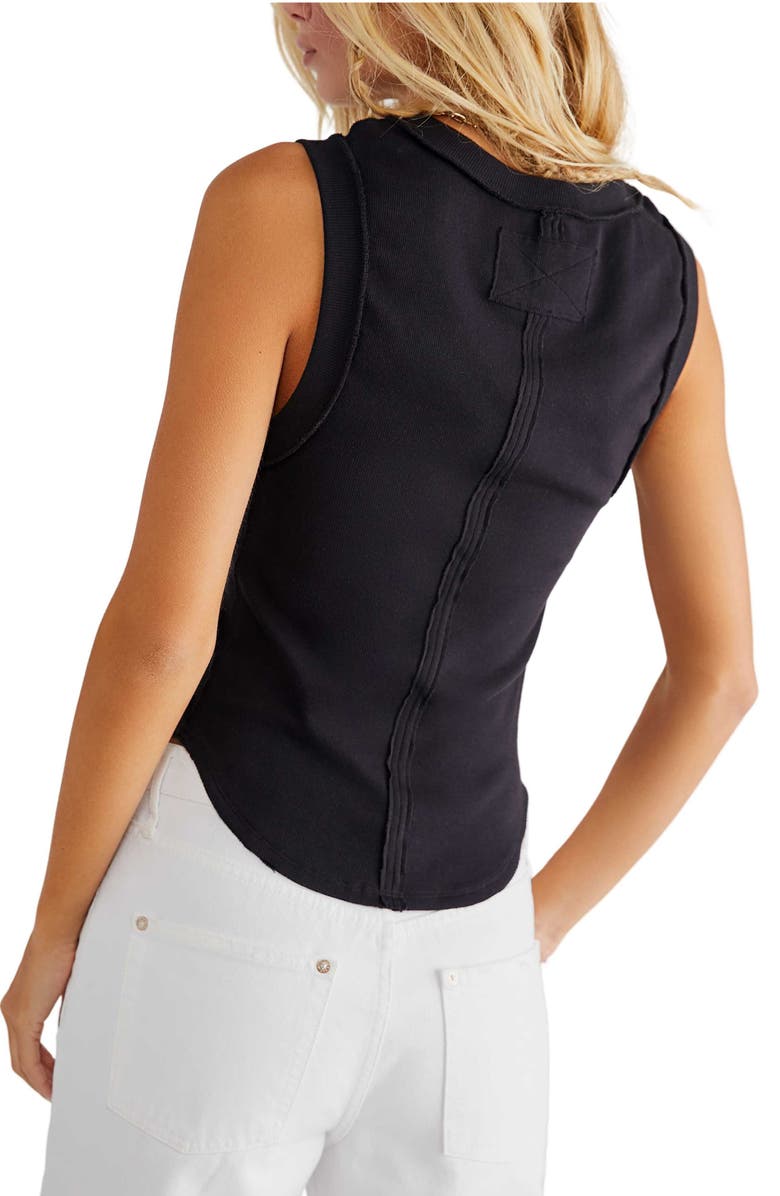 Free People Kate Rib Stretch Cotton Tank, Alternate, color, Black
