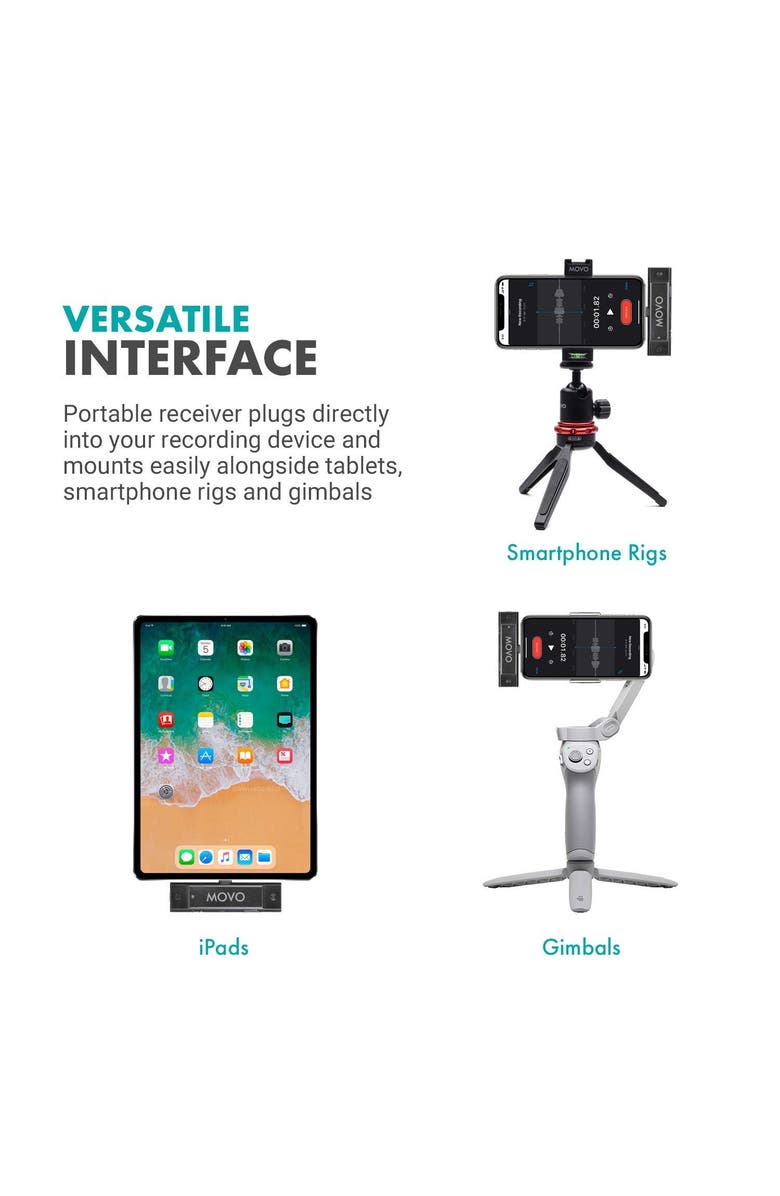 MOVO EDGE-DI-DUO Dual Wireless Lavalier Microphone System for iPhone & iPad, Alternate, color, Black