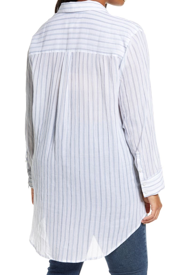 Stripe Woven Tunic, Alternate, color, BLUE- WHITE LARCH STRIPE