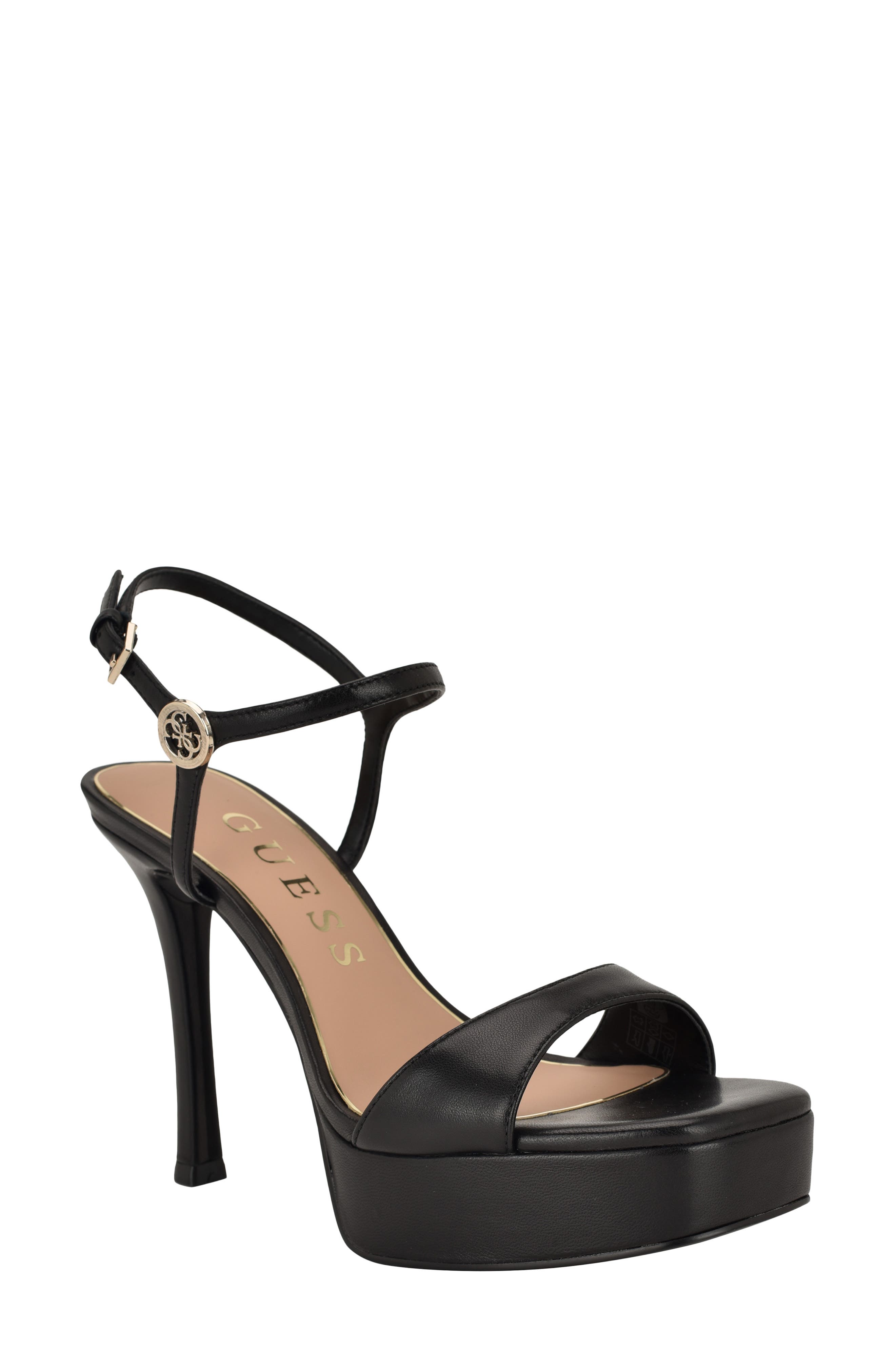 GUESS Hendora Ankle Strap Platform Sandal, Main, color, Black