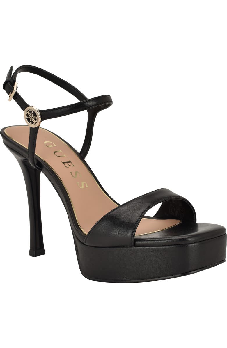 GUESS Hendora Ankle Strap Platform Sandal, Main, color, Black
