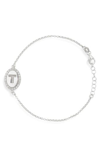 Meshmerise Diamond Initial Disc Bracelet In Metallic