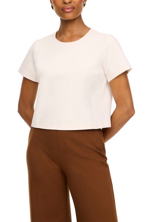 Ponte Cropped Crewneck Tee