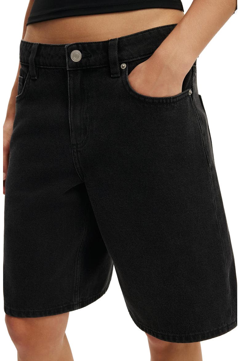 Women's Baggy Denim Short, Alternate, color, Leo Black