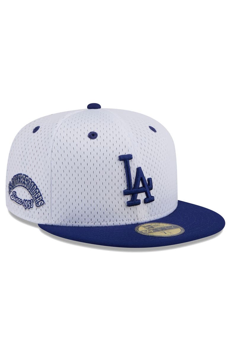 New Era Men's New Era White Los Angeles Dodgers Throwback Mesh 59FIFTY Fitted Hat, Main, color, 