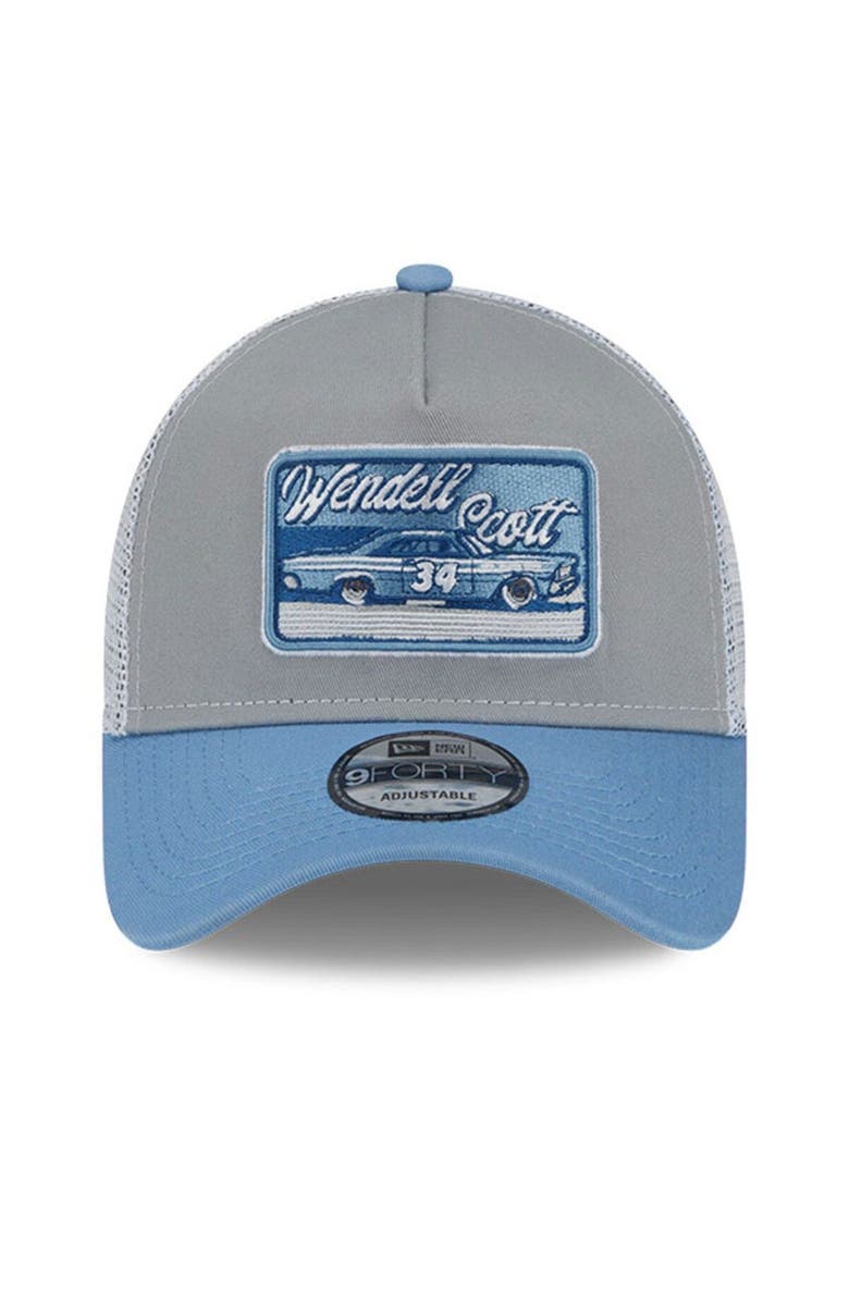New Era Men's New Era Light Blue/Gray Wendell Scott Legends 9FORTY A-Frame Trucker Snapback Adjustable Hat, Alternate, color, 