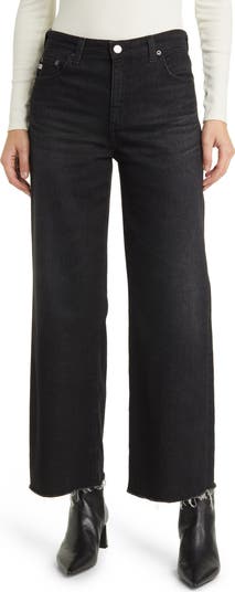 SAGE + FIG Raw Hem Paisley Print Side Wide Leg Jeans