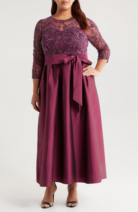 Beaded Taffeta Gown (Plus)