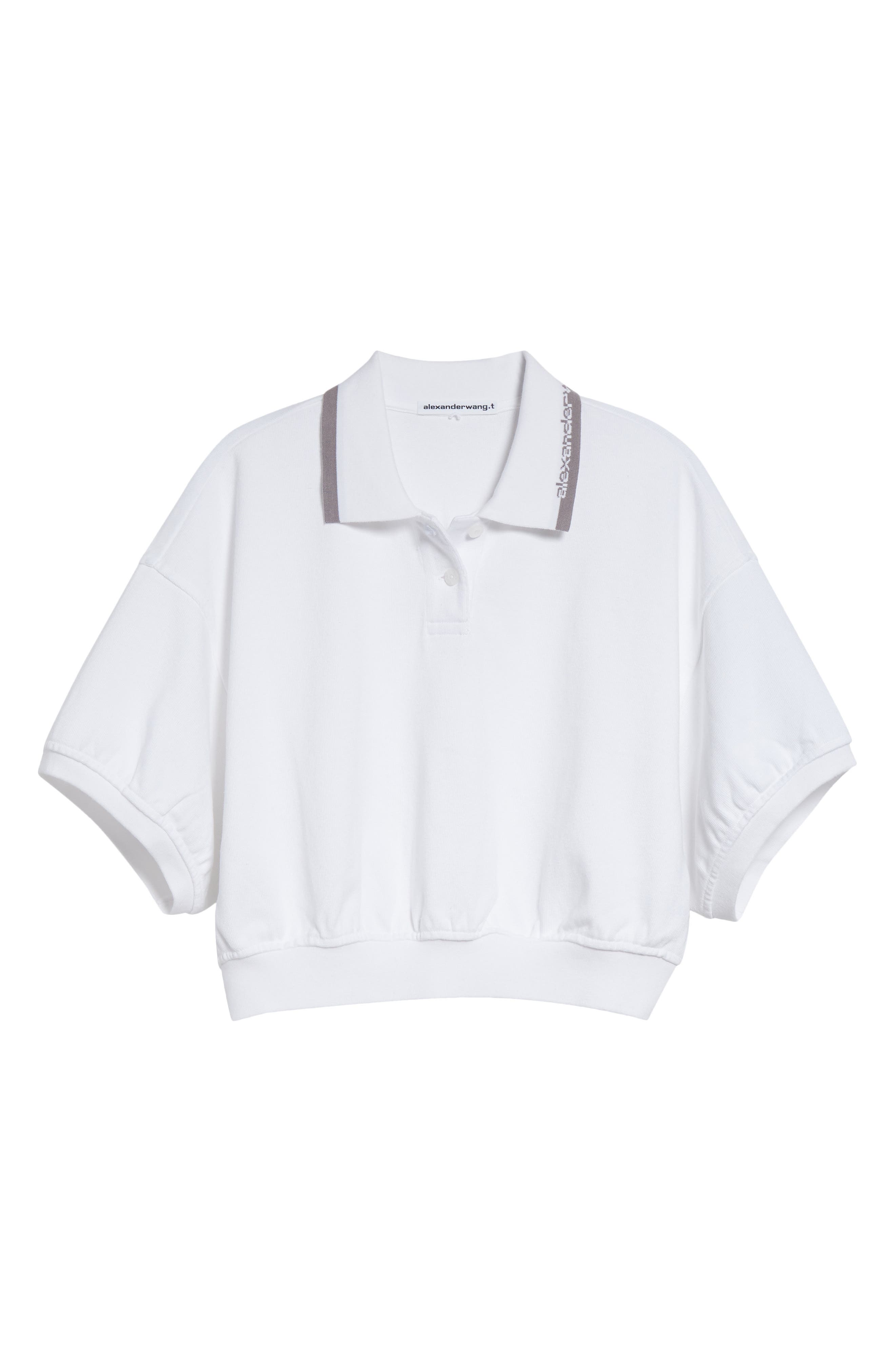 Alexander Wang Alexanderwang. T Relaxed Cropped Cinched Polo Top In White
