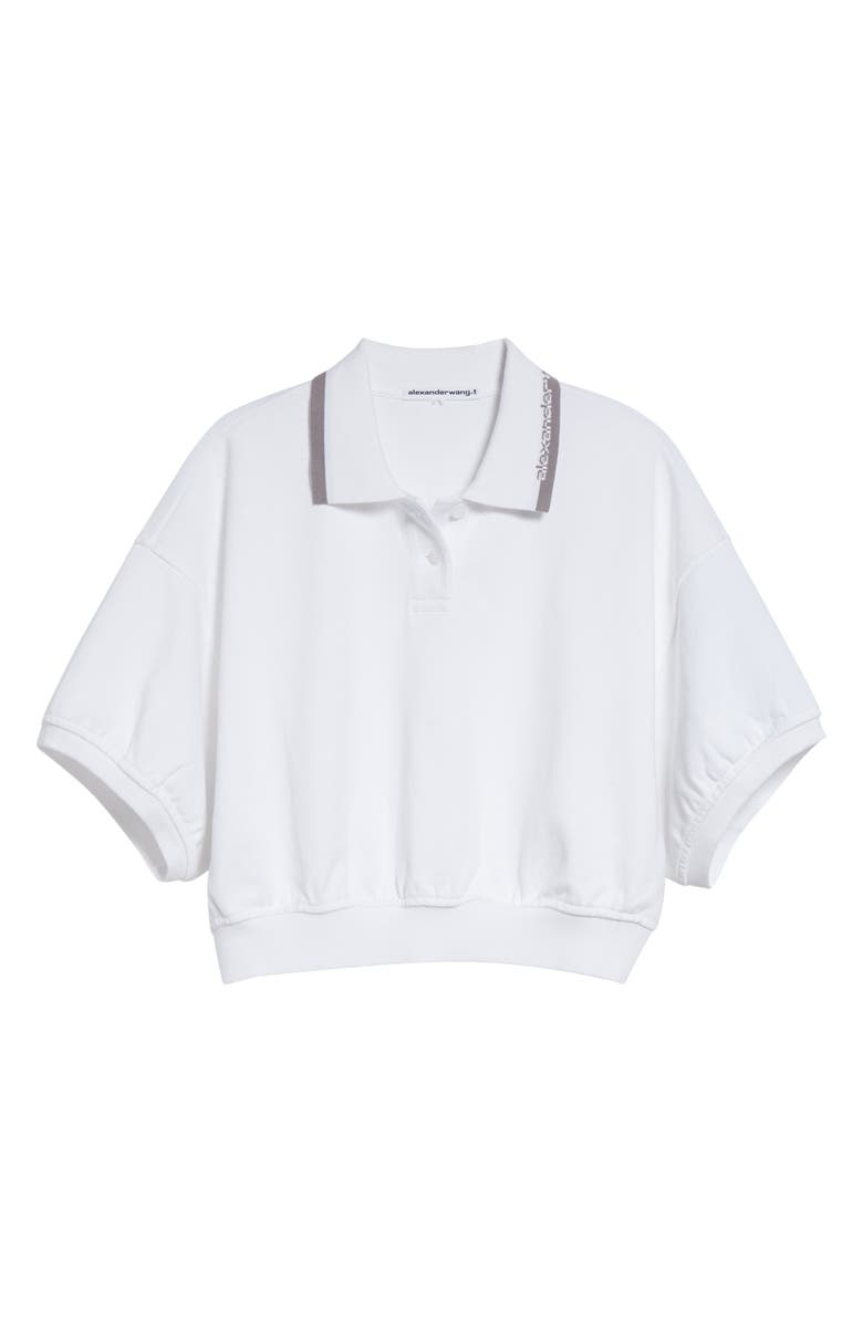 Alexander Wang Cinched Crop Cotton Polo, Alternate, color, White