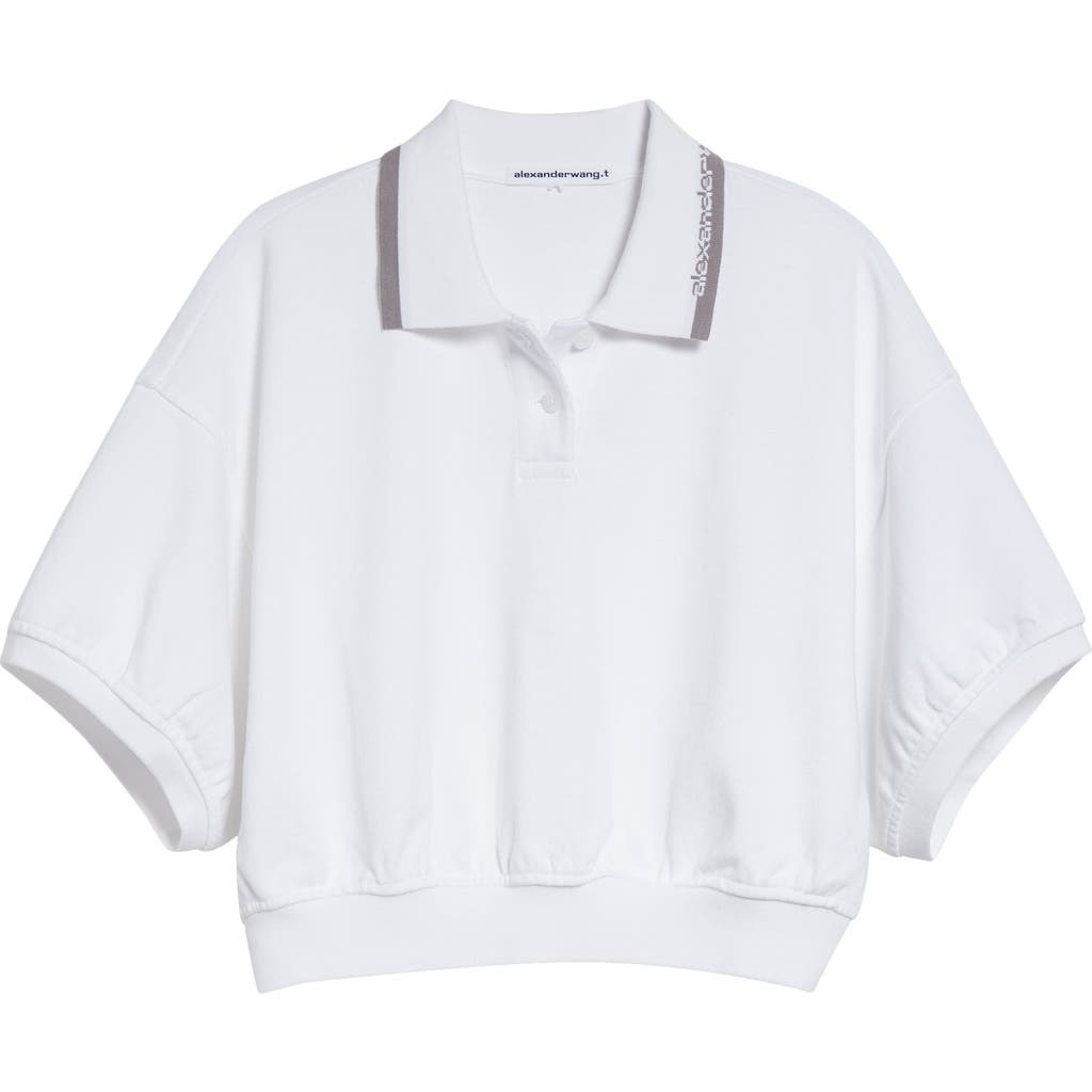 Alexander Wang Cinched Crop Cotton Polo In White