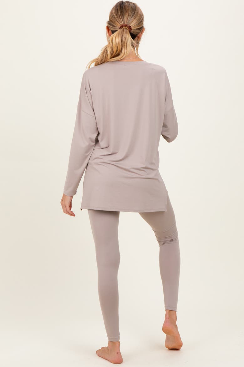 Brushed Knit Oversized Top and Legging Set, Alternate, color, Beige