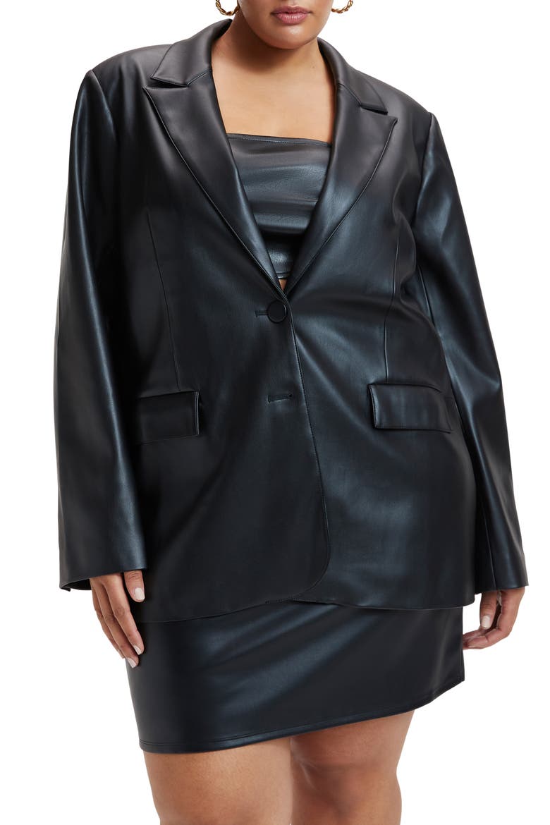 Better Than Leather Faux Leather Blazer, Alternate, color, BLACK001