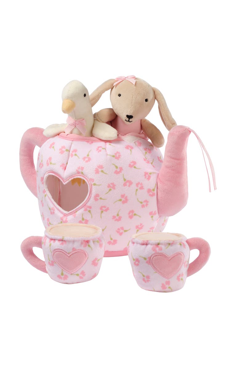 Lambs & Ivy Tea Party Interactive Plush Playset Toy w/ Cups, Pot, Goose & Bunny, Alternate, color, Pink