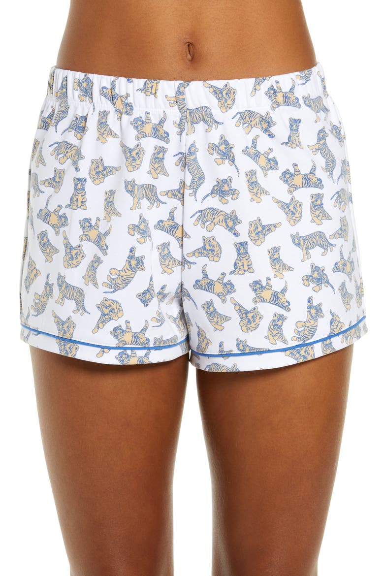 Tiger Print Short Pajamas, Alternate, color, WHITE