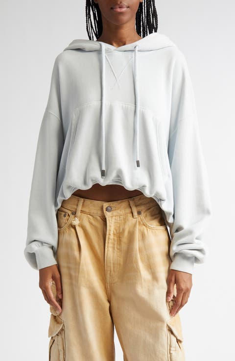 Balloon Bubble Hem Cotton Fleece Hoodie