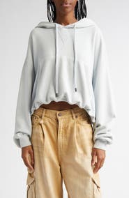 R13 Balloon Bubble Hem Cotton Fleece Hoodie