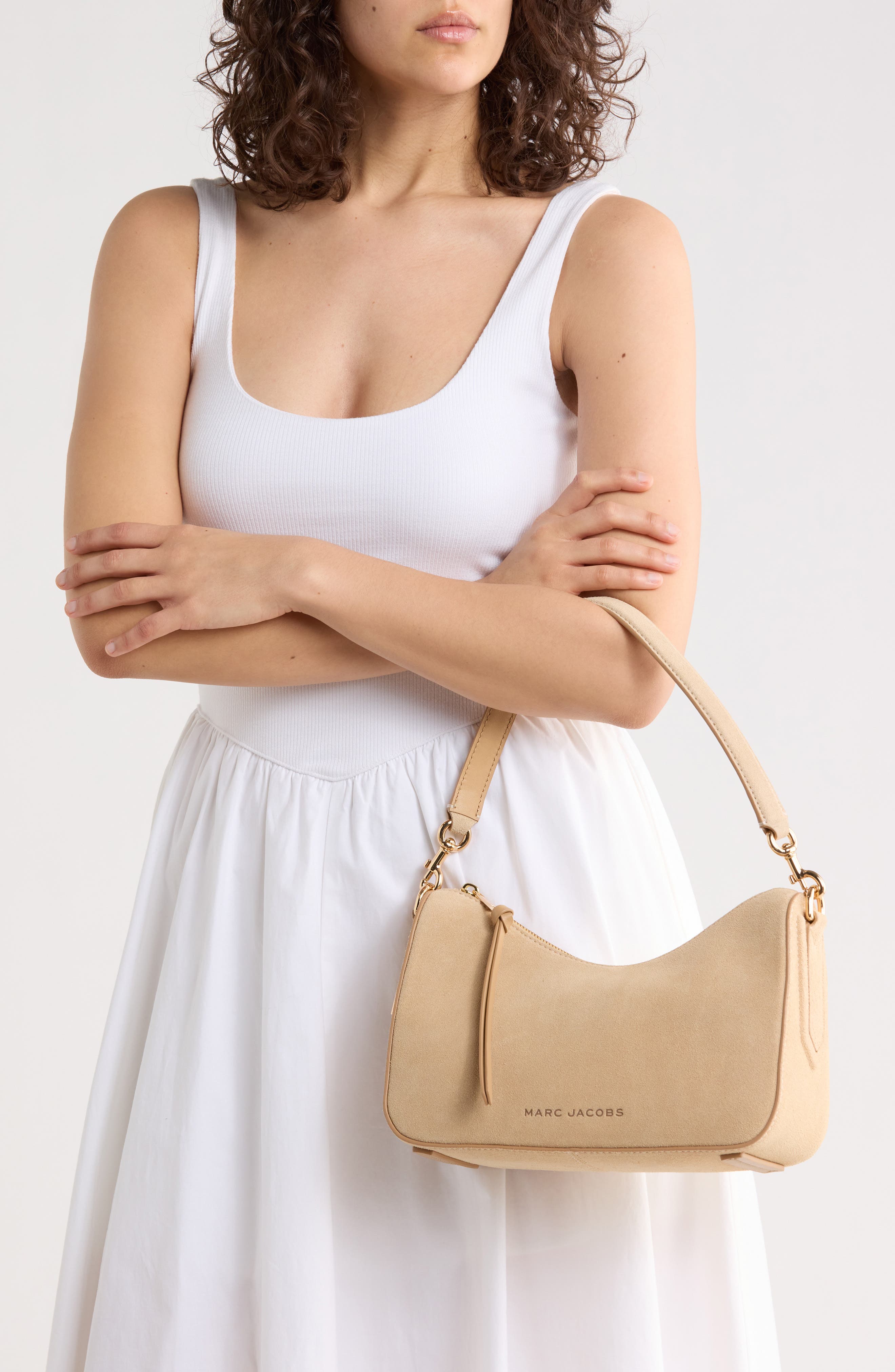 Marc Jacobs Suede Drifter Small Convertible Shoulder Bag, Alternate, color, Tan